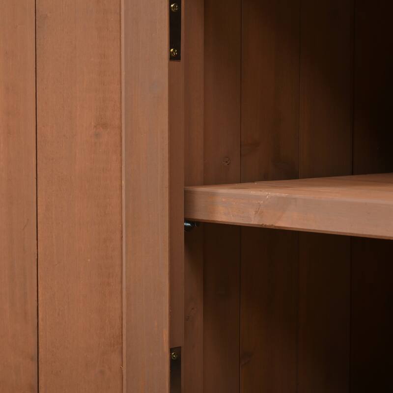 Potting Bench with Hutch, 50.2" Solid Fir Wood Garden Workstation, 2 Shelves, 2 Cabinets, 3 Side Hooks, Outdoor Planting Table