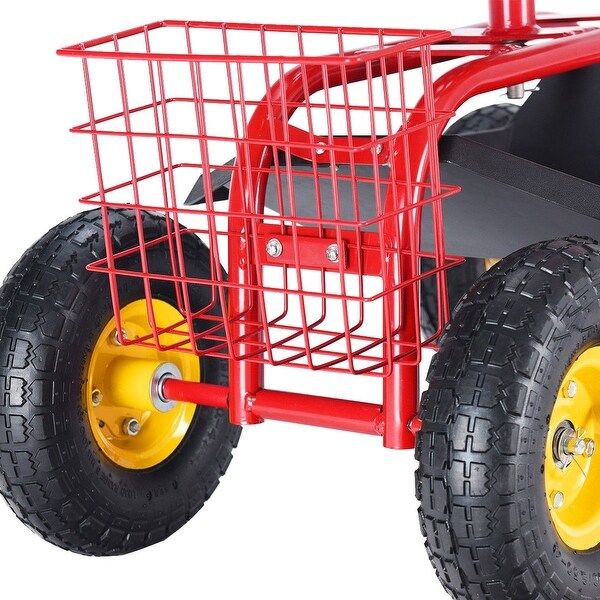 Details about   Rolling Garden Cart  With Tool Tray Work Seat Heavy Duty Gardening Planting Red 