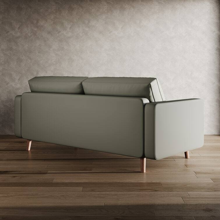 Stateside Upholstered Leather Square Arm Sofa Couch 70''