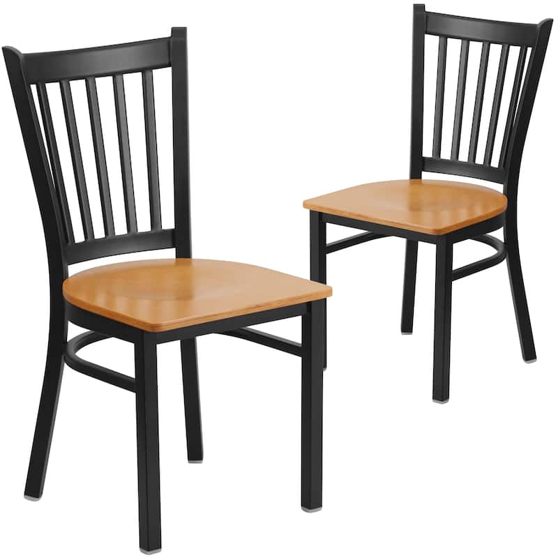 2 Pack Vertical Back Metal Restaurant Chair - 17"W x 20.25"D x 34.25"H
