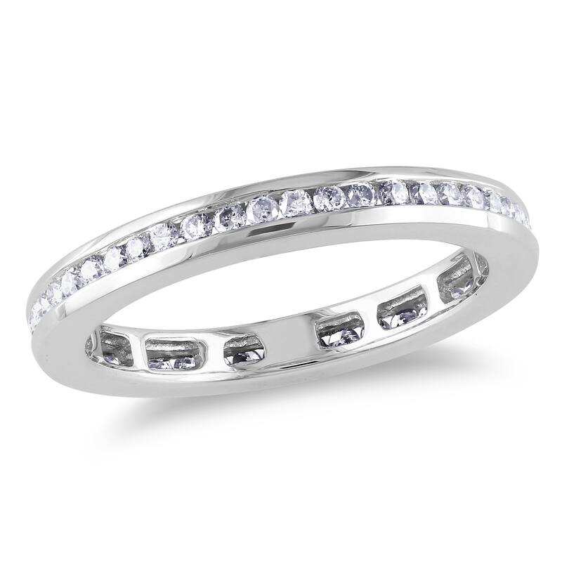 Miadora 1/2ct TDW Channel Set Diamond Eternity Ring in 14k White Gold