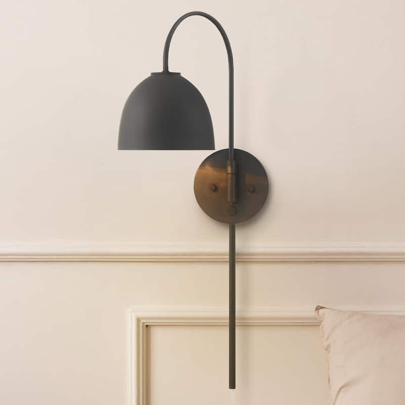 Hunter Erling Luxe Gold 1 Light Large Sconce Wall Light Fixture - Matte Black