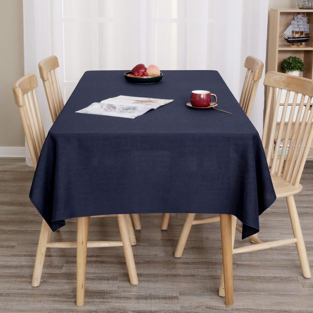 Tablecloth Solid Faux Linen Water Resistant Table Cover