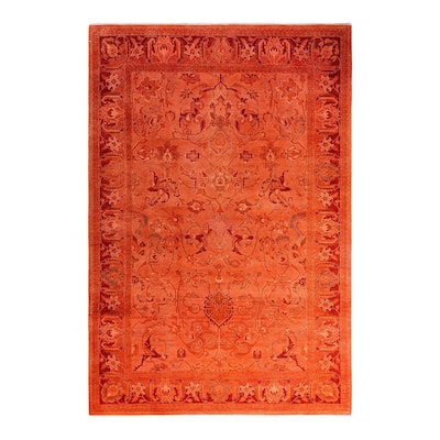Fine Vibrance One-of-a-Kind Hand-Knotted Area Rug - Pink, 6' 1" x 8' 10" - 6' 1" x 8' 10"