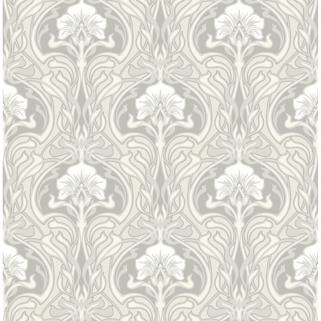 A-Street Prints Mucha Off White Botanical Ogee Wallpaper
