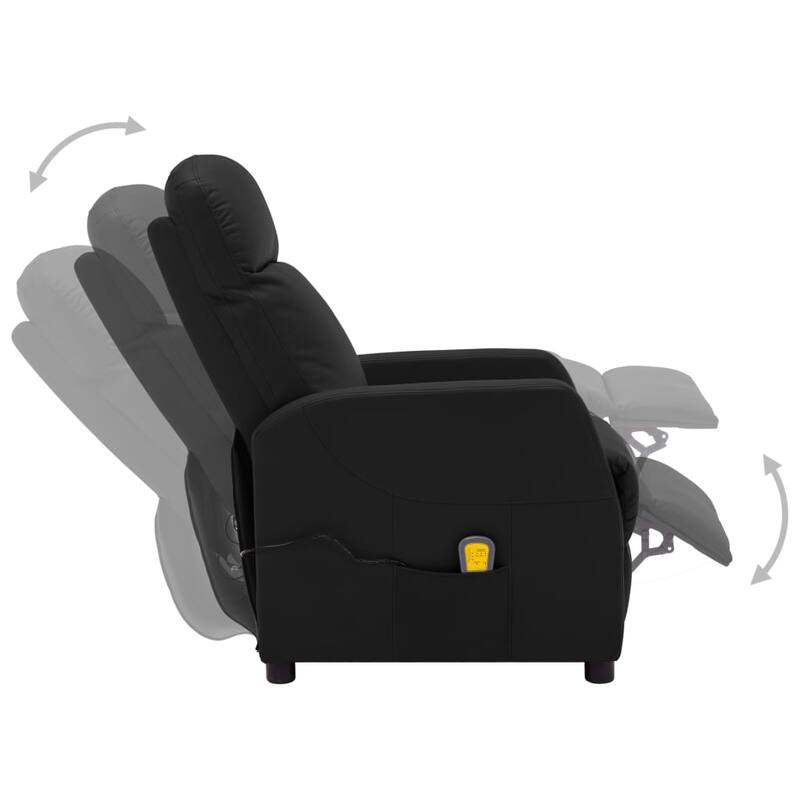 vidaXL Massage Recliner Black Faux Leather - 25.6" x 38.2" x 39.4"