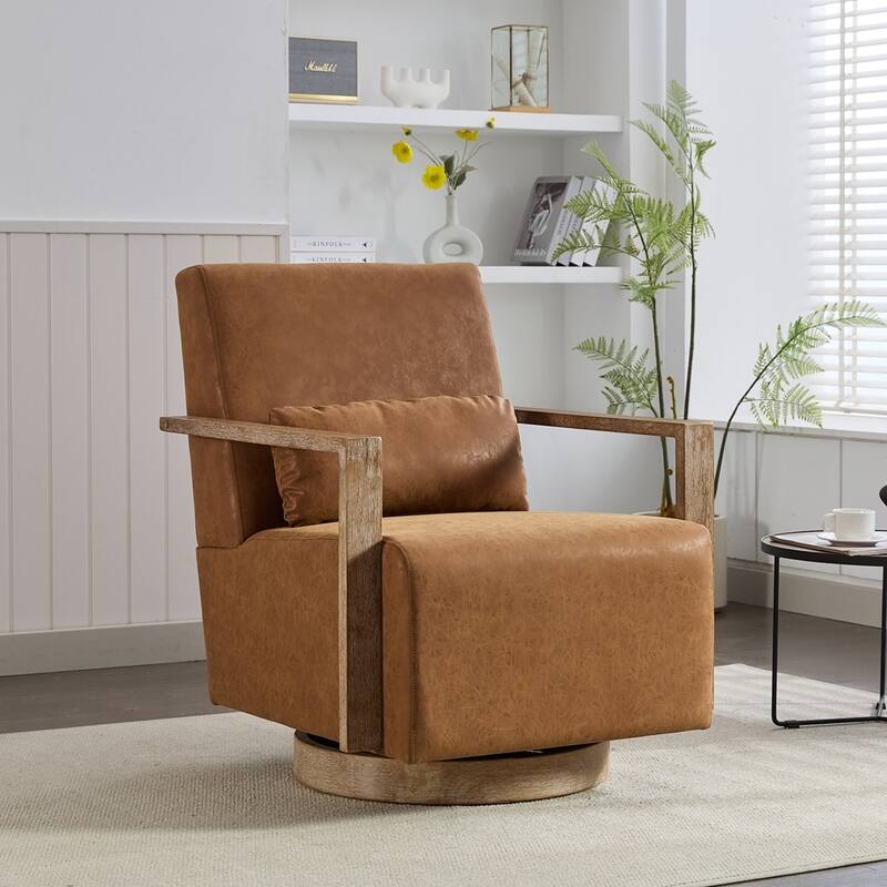 360 Degree Swivel Modern Upholstered Accent Chair - Brown