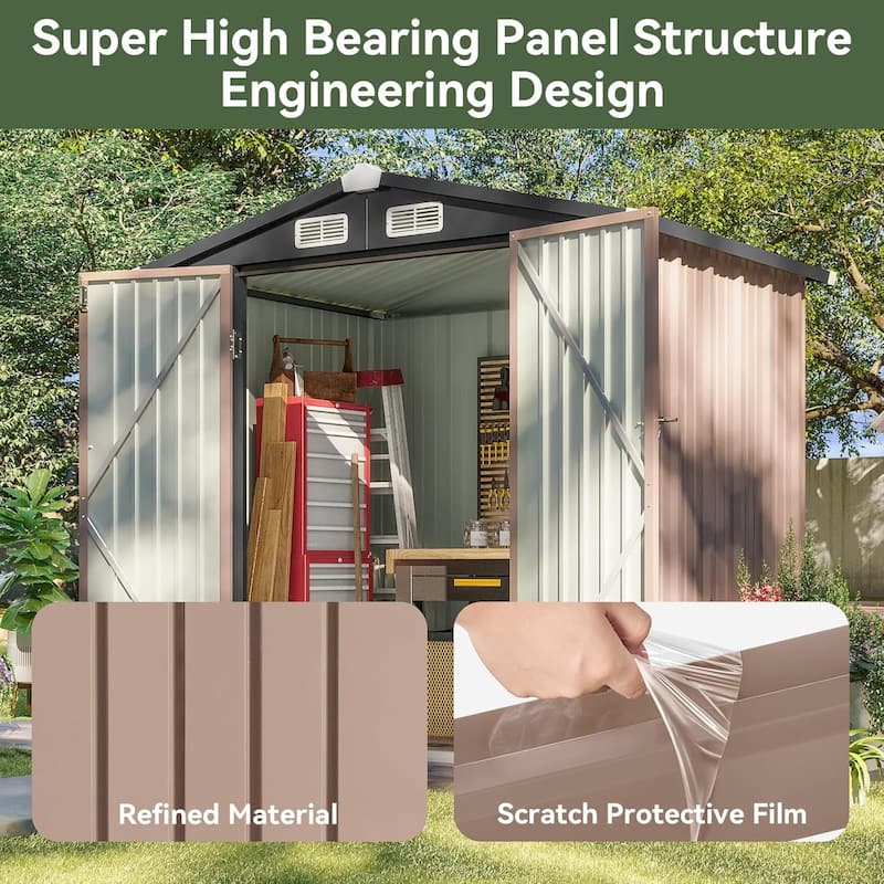 Outdoor Storage Shed with Lockable Doors and Air Vents for Garden