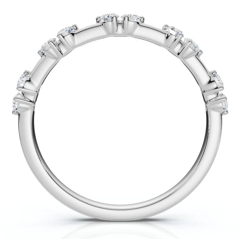 Bliss Diamond 1/5Ct Unique Alternating Diamond Wedding Band White Gold Lab Grown