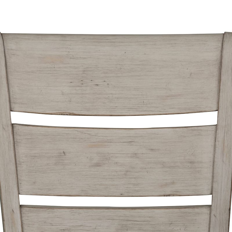 Farmhouse Reimagined Antique White Ladder Back Upholstered Side Chair (Set of 2)