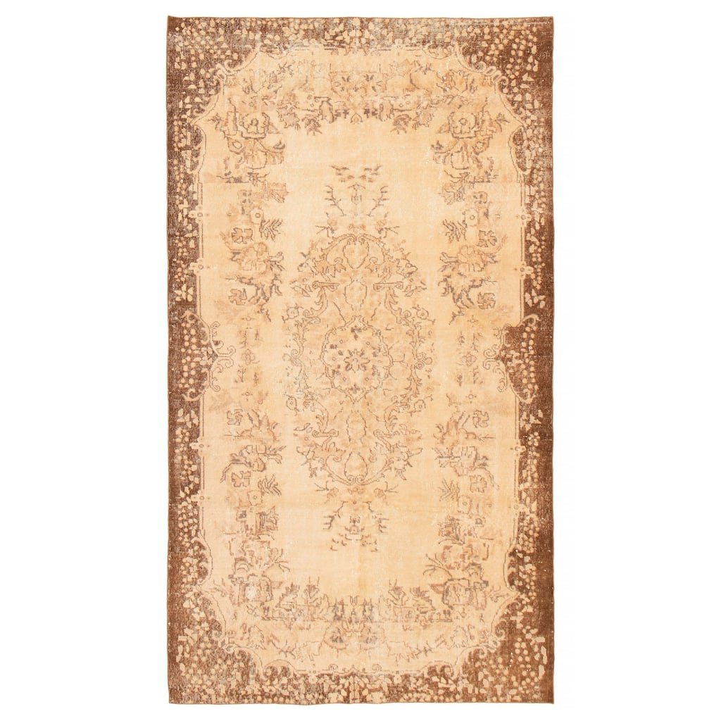 ECARPETGALLERY Hand-knotted Antalya Vintage Ivory Wool Rug - 5'3 x 9'3