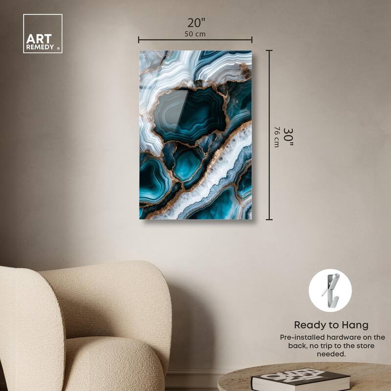 Teal Tectonic I Acrylic by Art Remedy, Ready to Hang