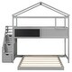 preview thumbnail 8 of 17, Modern Twin Over Full House Bunk Bed With Storage Staircase And Blackboard,Sturdy Frame for Bedroom