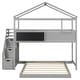 preview thumbnail 27 of 36, Twin over Full House Bunk Bed with Blackboard and Suitcase