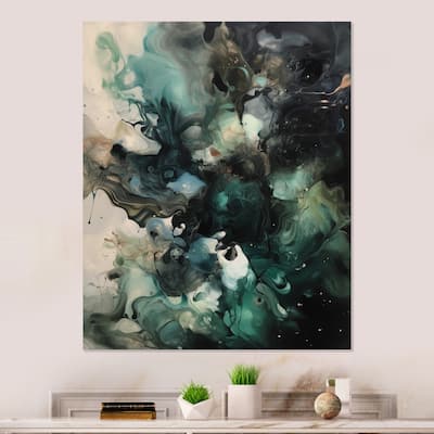 Designart "Green White Marbled Artistry I" Modern Geometric Metal Wall Art