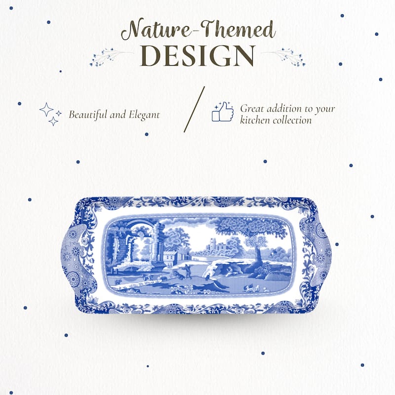 Pimpernel Blue Italian Melamine Sandwich Tray - 15.25" x 6.5"