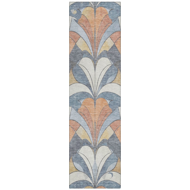 Machine Washable Indoor/Outdoor Modern Mosaic Chantille Rug