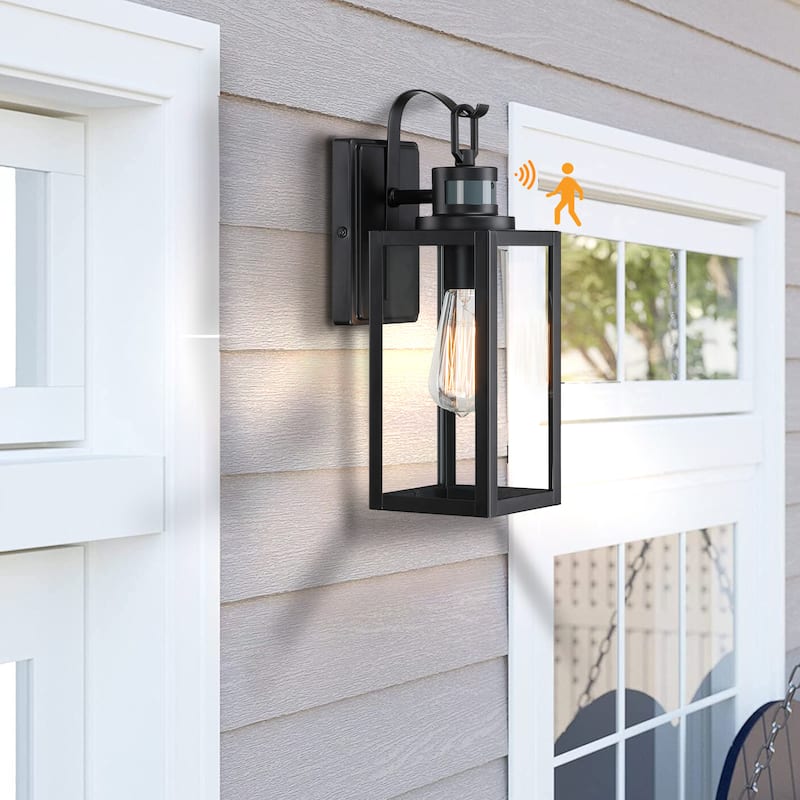 1-Light Motion Sensor Outdoor Wall Light - Matte Black