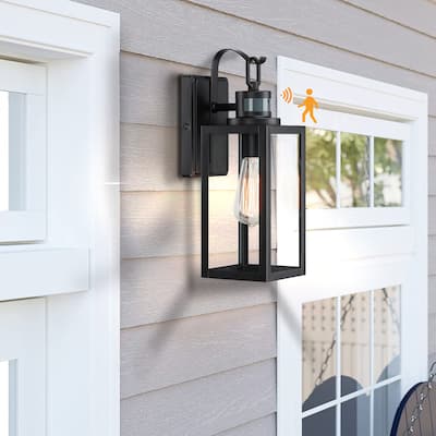 1-Light Motion Sensor Outdoor Wall Light - Matte Black