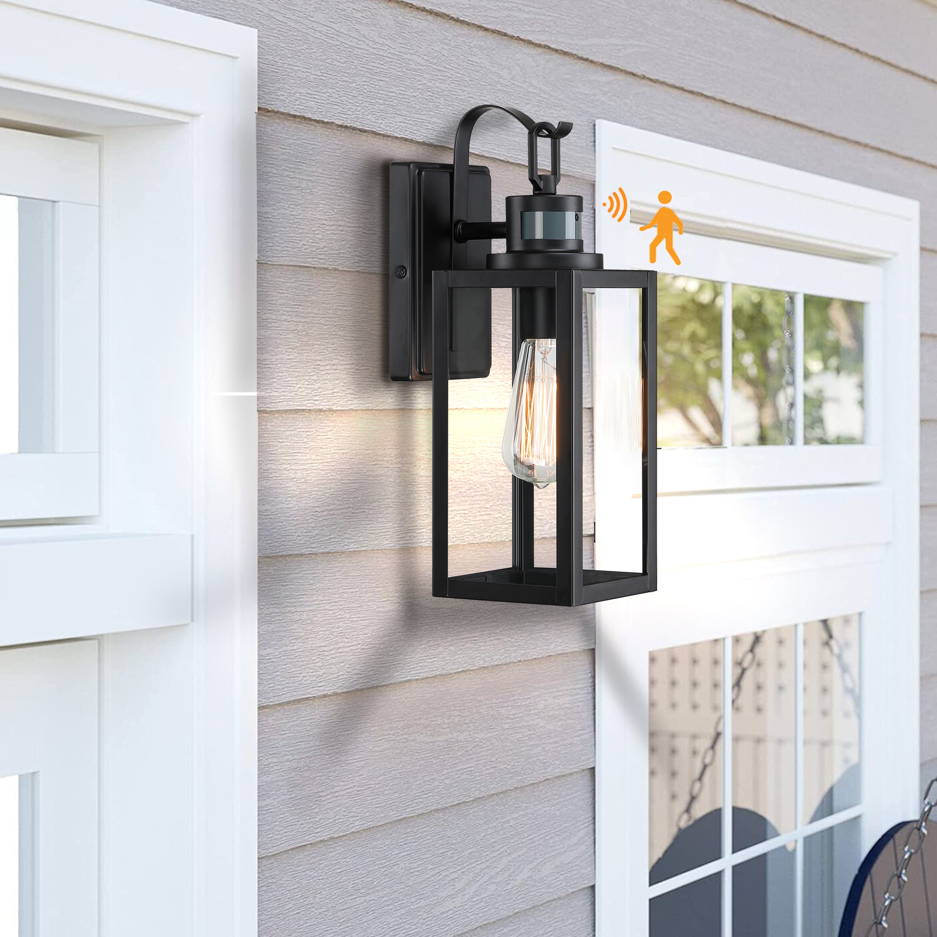 1-Light Motion Sensor Outdoor Wall Light - Matte Black