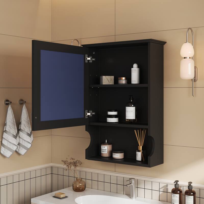 20"Wall Mounted Bathroom Storage Cabinet with Mirror, Wall Mounted Home Storage with Door, Mirrored Wall Medicine Cabinet