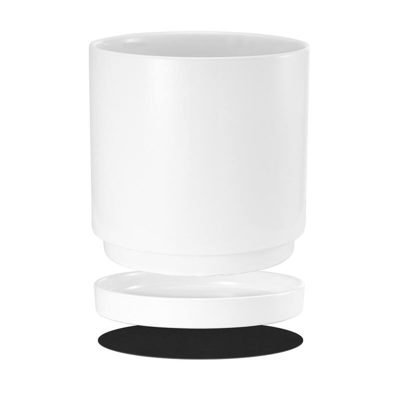 12-Inch Tree Planter Pot with Detachable Saucer and Pads - 11.81 × 11.81 × 11.02 inch