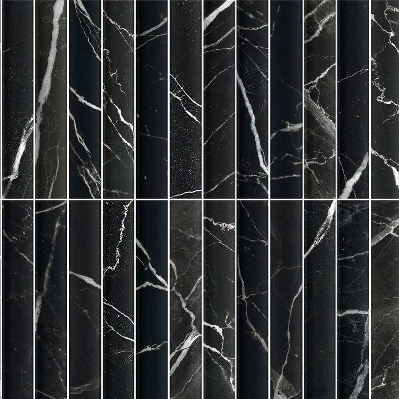 Lyrical 4.5x9 Matte Marble Look Porcelain Fluted Ribbed Tile - Wall, Backplash - Case of 22 (6.29 Sq. ft.) - Marquina