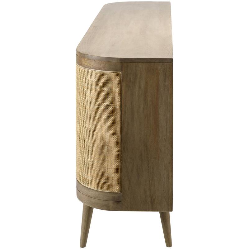 Vincie Hand Crafted Wood and Rattan Sideboard