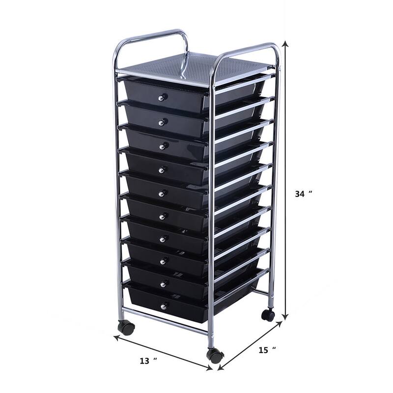 10-Drawer Rolling Cart Utility Organizer with Wheels