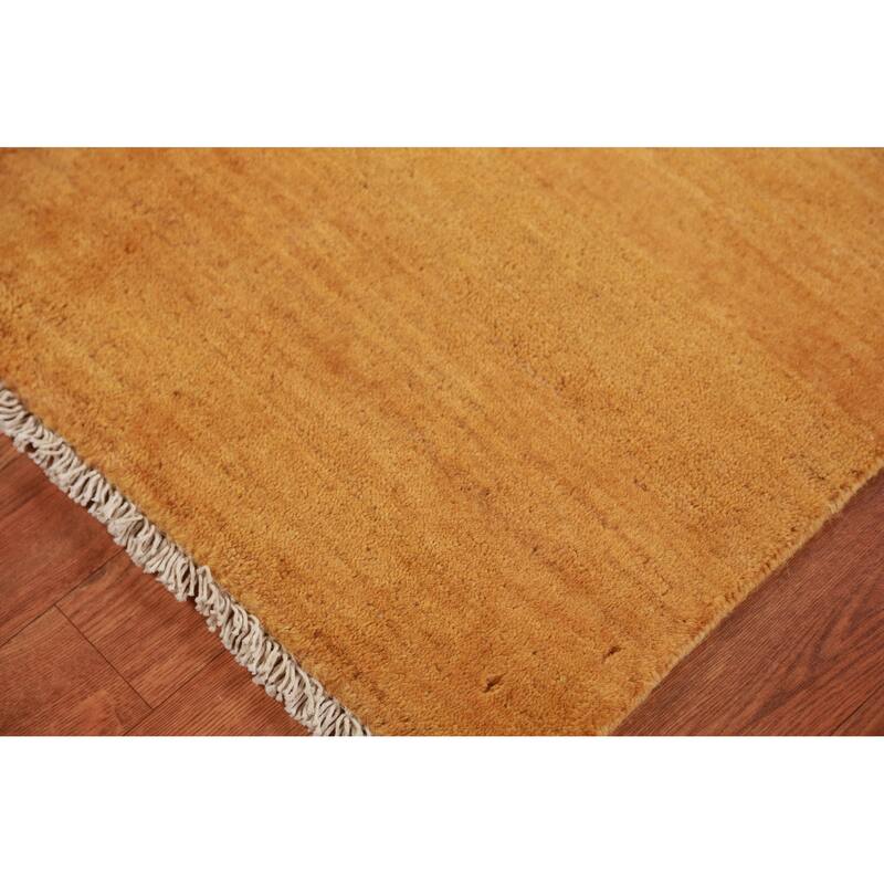 Yellow Modern Gabbeh Oriental Accent Rug Handmade Wool Carpet - 2'7" x 3'11"