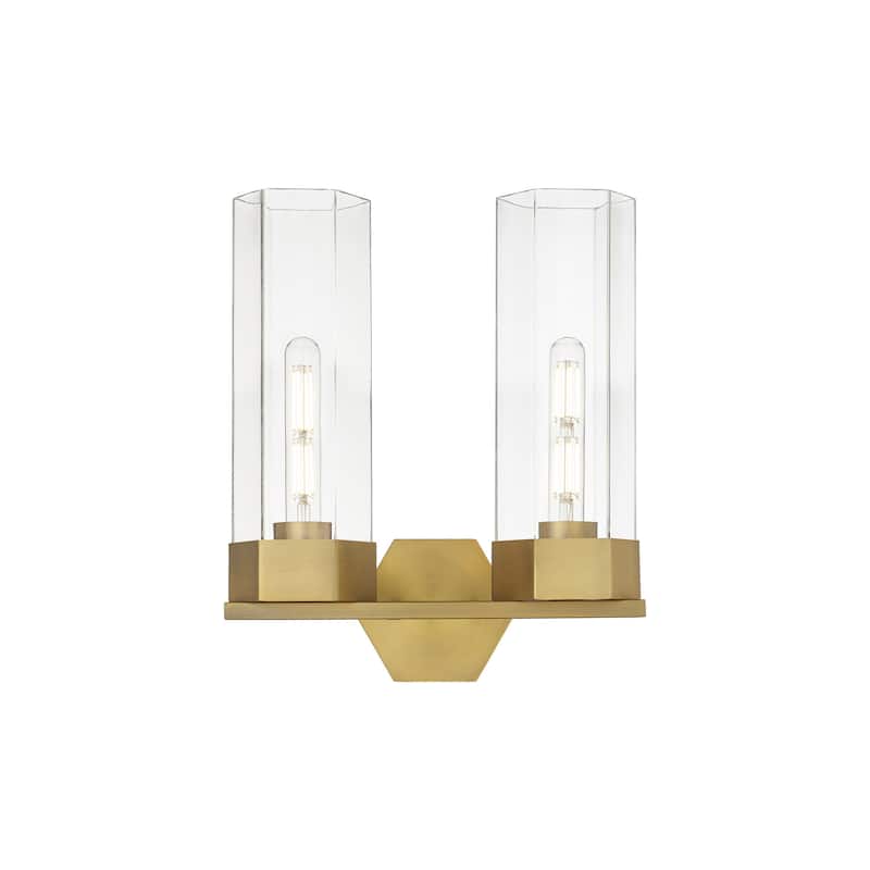 Innovations Lighting 427-2W-17-14 Claverack Vanity Claverack 2 Light - Brushed Brass / Clear