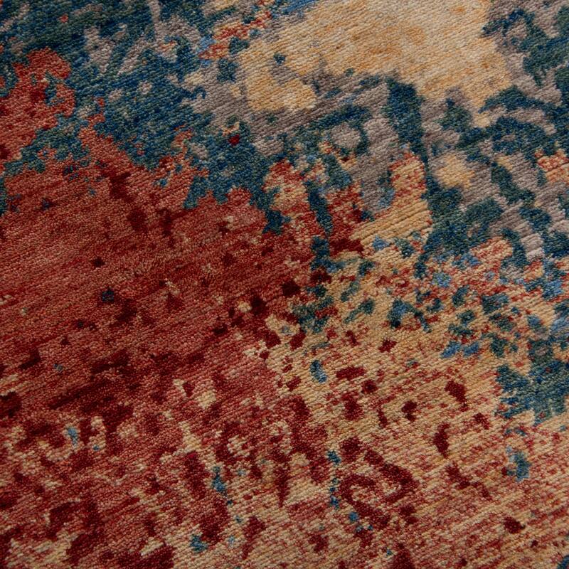 Alora Decor Orbit Blue/Red Abstract Wool Area Rug