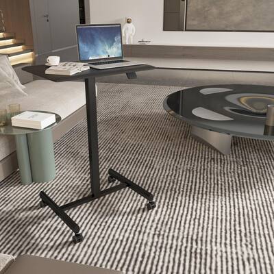 Mobile Laptop Computer Desk, Pneumatic Adjustment Height with Rolling Desk and Mobile Table for Home Office