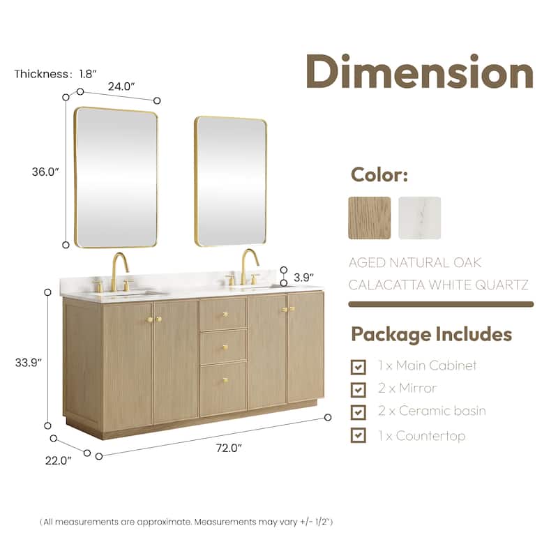 Oza Bath Vanity with Quartz Stone Top and Mirror
