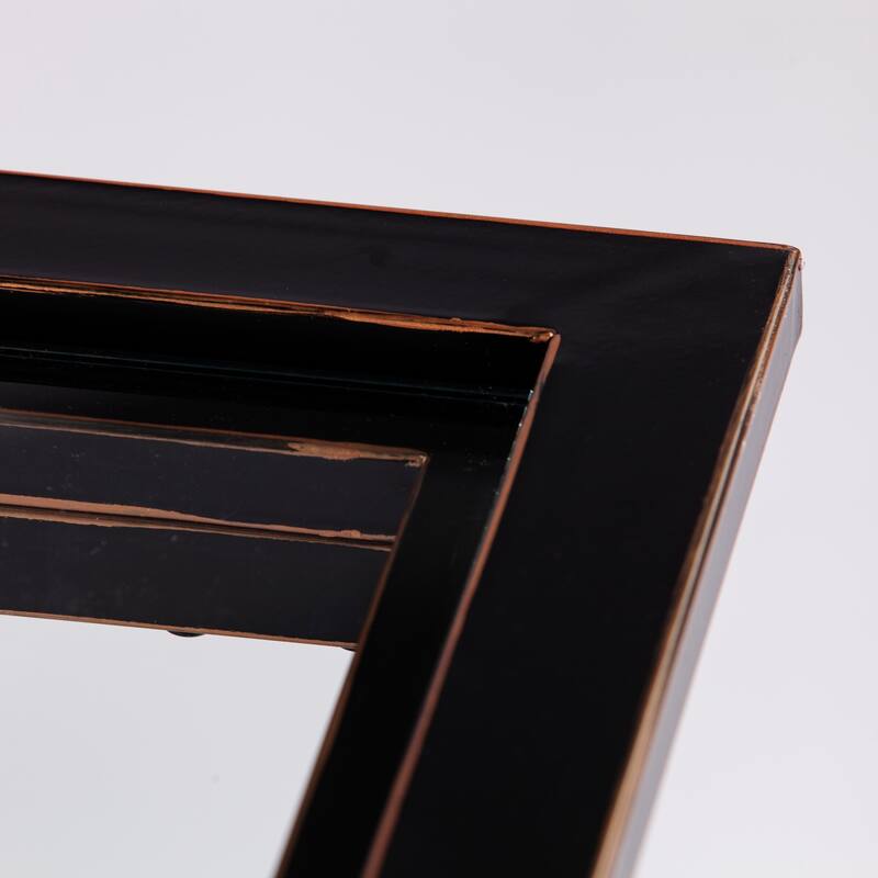SEI Furniture Bugleweed Black/Copper Distressed Metal and Tempered Glass Glam Coffee Table