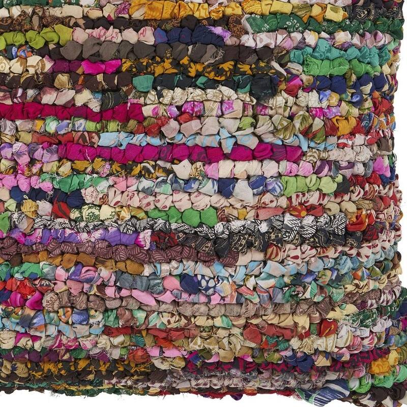 26" Rainbow Abstract Rag Floor Pillow Cover