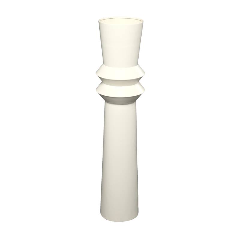 Metal Tall Art Deco Fluted Floor Decorative Vase - Black or Cream - Roche River Decor