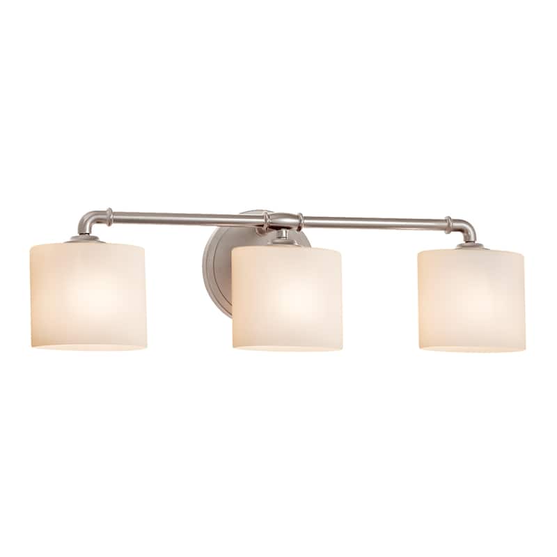 Justice Design Fusion Bronx 3-light Brushed Nickel Bath Bar, Opal Oval Shade