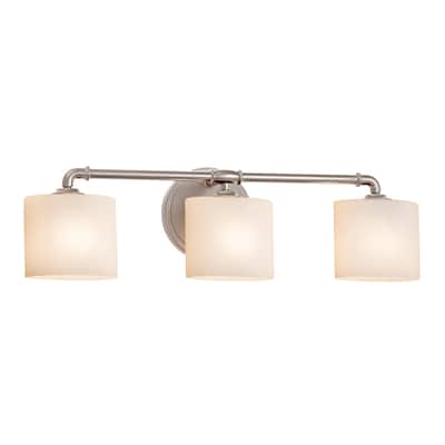Justice Design Fusion Bronx 3-light Brushed Nickel Bath Bar, Opal Oval Shade
