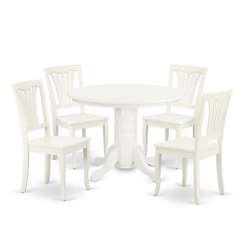 Southwestern Dining Set 5Pc Round Table & Chairs - 42 Inch Table, Vertical Slatted Design