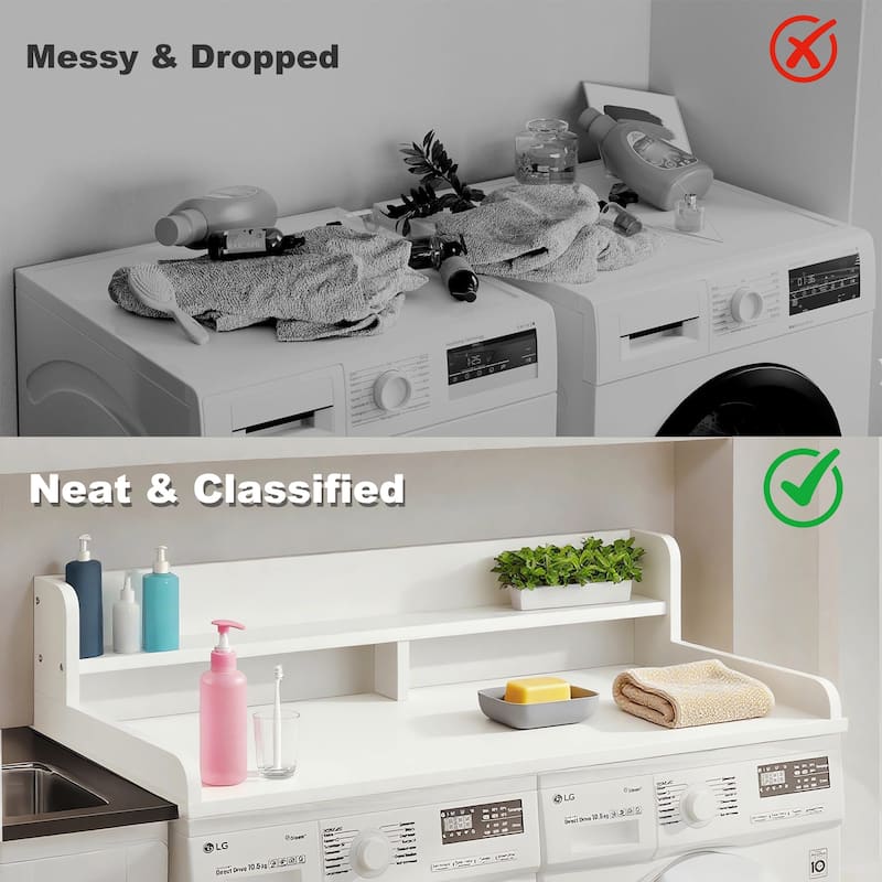 2-Tier Washer and Dryer Countertop with 2.75" H Guard, 54" W x 27.5" D Laundry Countertop Cover