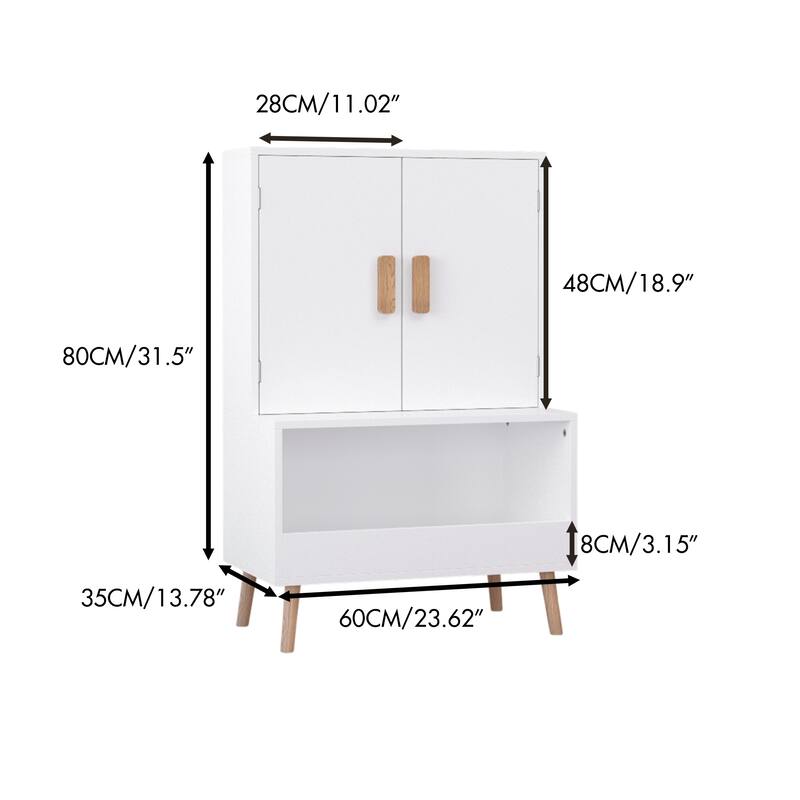 Anmytek Modern White Kids Storage Cabinet with Anti Tip Design - Scandinavian Playroom Organizer