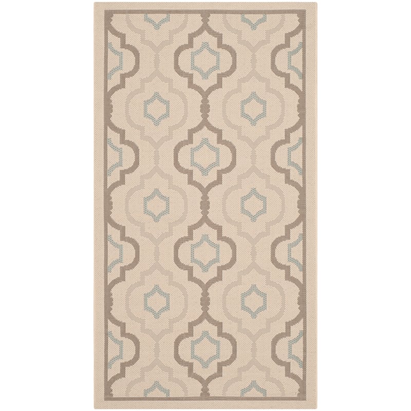 SAFAVIEH Courtyard Oyvor Indoor/ Outdoor Waterproof Patio Backyard Rug - 4' x 5'7" - Beige/Dark Beige