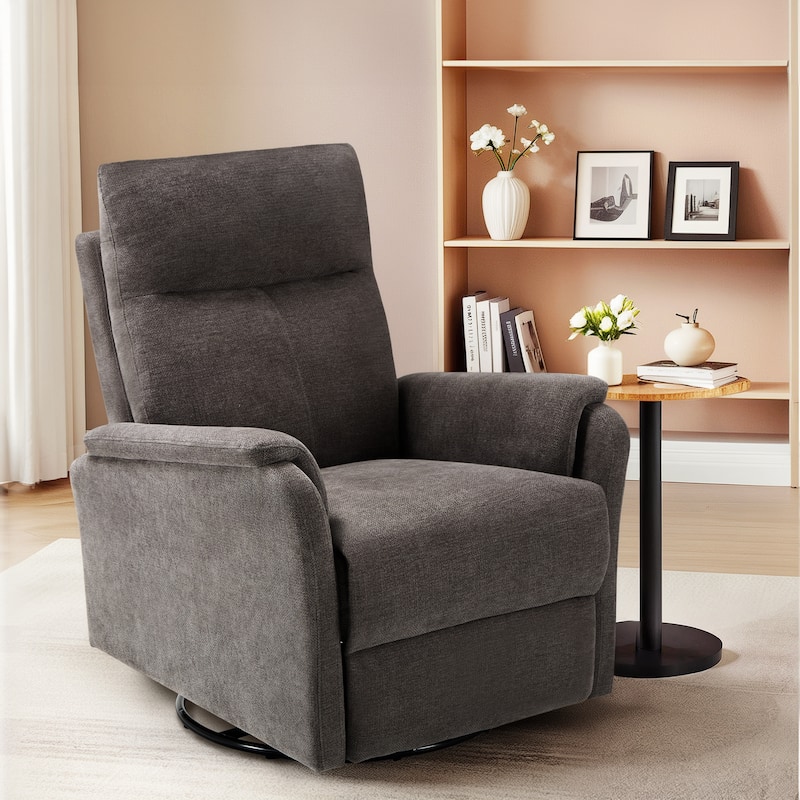 Fabric Recliner Sofa Chair Swivel Rocking Footrest-Single Seat for Living Room - Charcoal-Fabric