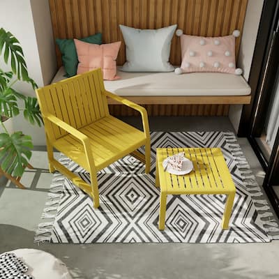 2-Piece Indoor/Outdoor Furniture Set 1 Chairs & 1 Coffee Tables Waterproof PP Material - Easy Assembly Patio Conversation Set