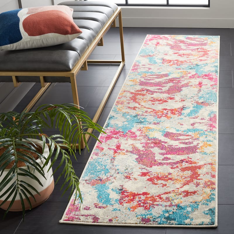 SAFAVIEH Monaco Hugborg Boho Abstract Rug - 2'2" x 8' Runner - Grey/Multi