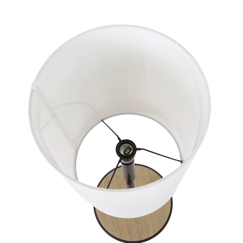 57" Traditional Iron Tray Table Floor Lamp with Linen Drum Shade