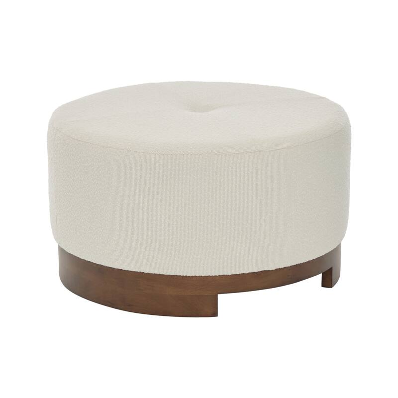 Christopher Knight Home - Monroe Modern Upholstered Ottoman/ Foot Stool with Wooden Base Round