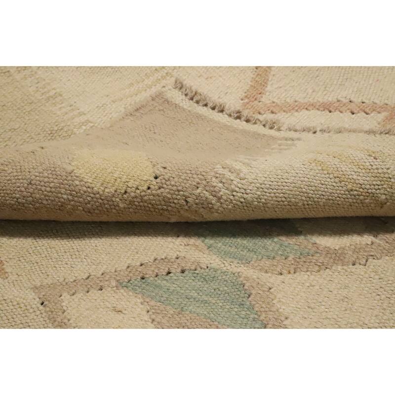 Hand Woven Oriental 100% Wool Carpet Southwestern Tribal Beige & Ivories Kilim Area Rug - 4' 9'' X 3' 4''