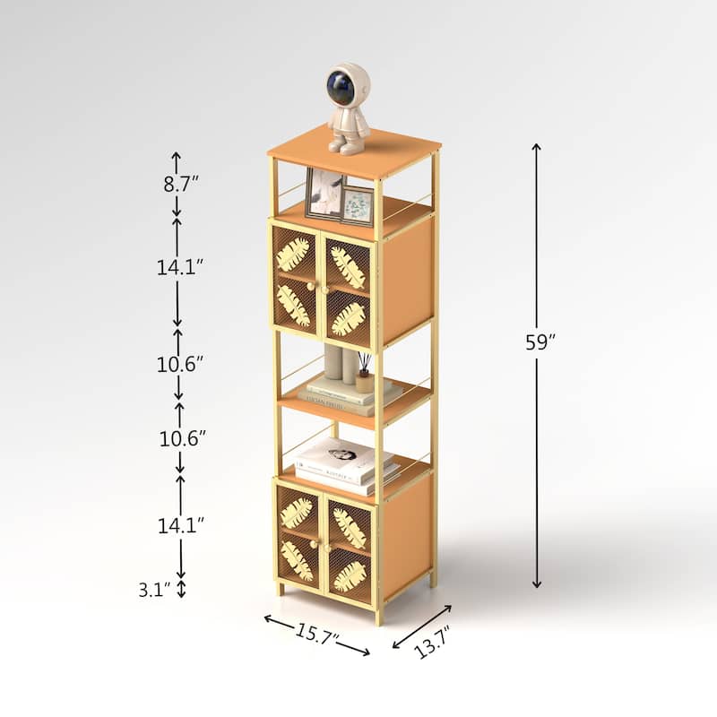 Floor Storage Cabinet, Freestanding Cabinet with Open Compartments